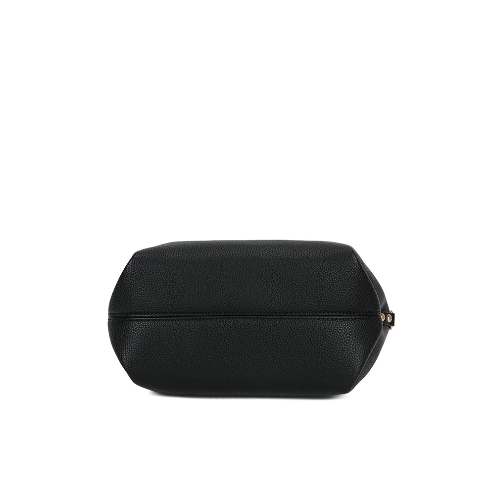 Dessous du sac La Théodora noir, vue de la base en simili cuir grainé – réf. KJ-62082-4