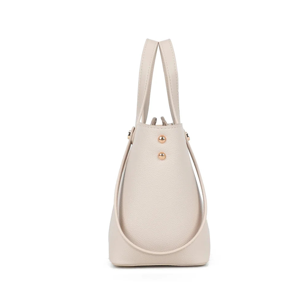 Airy Style beige de profil : deux rivets dorés sur le côté et anses hautes – réf. Z-83093