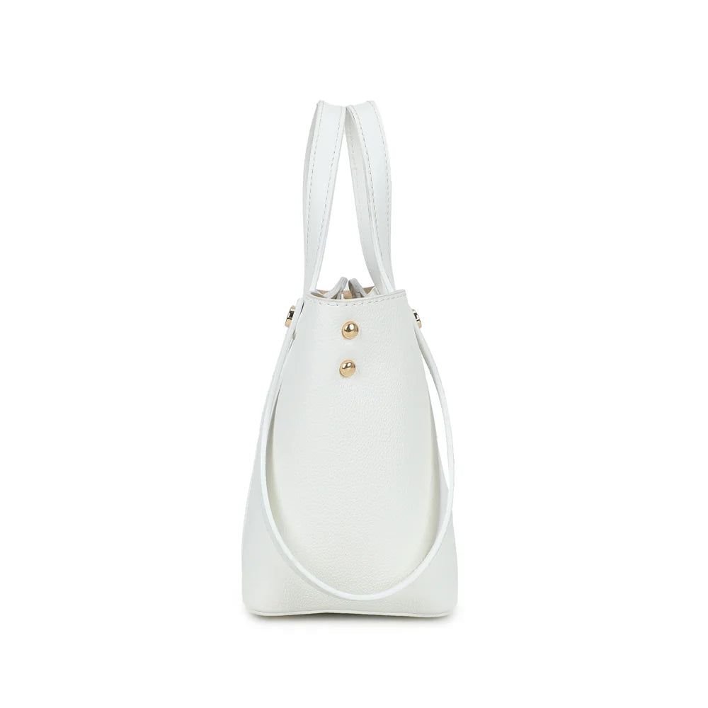 Airy Style blanc de profil : deux rivets dorés sur le côté et anses hautes – réf. Z-83093