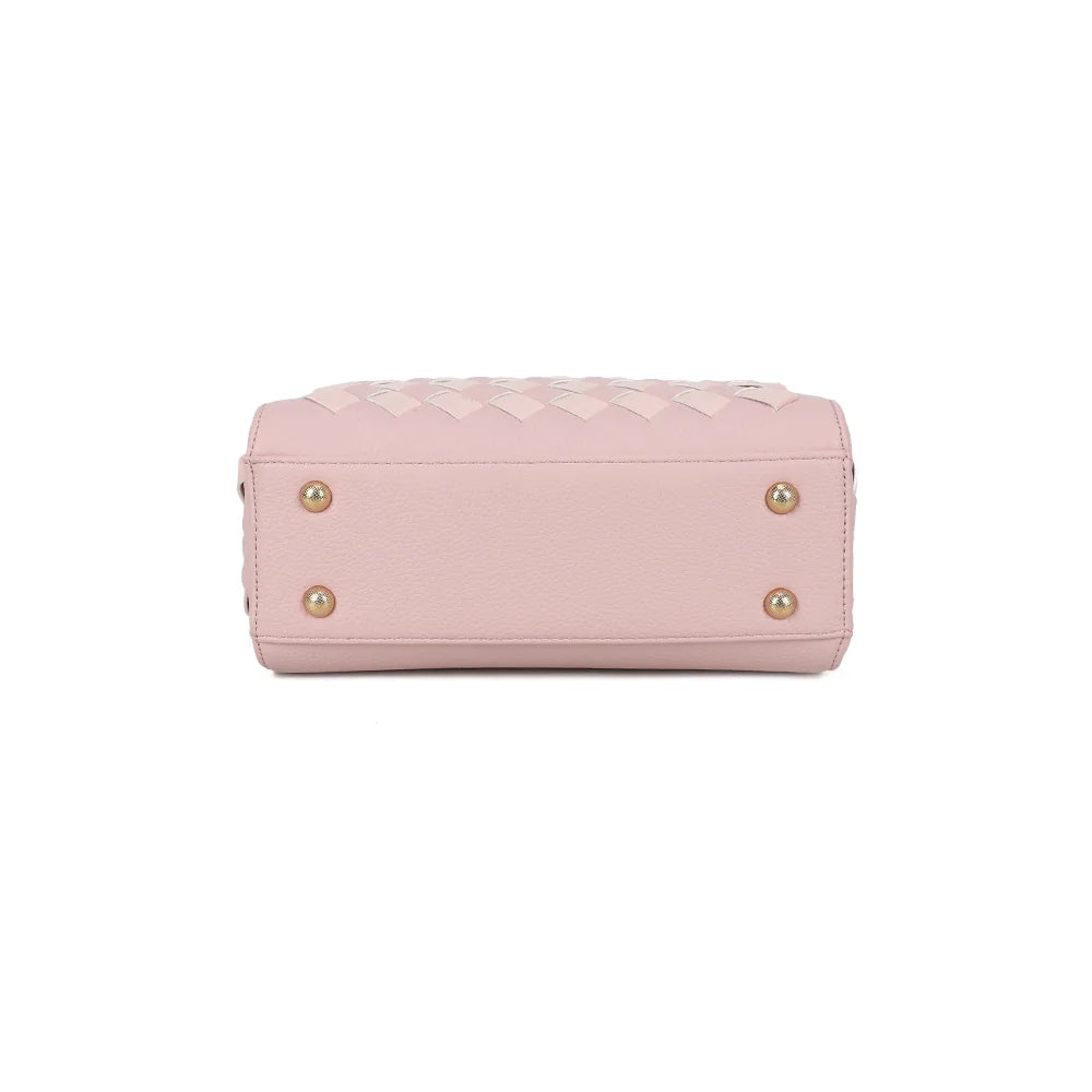 Dessous du sac Allure Tressée rose, base structurée qui garde sa forme posée à plat – réf. DG-5816