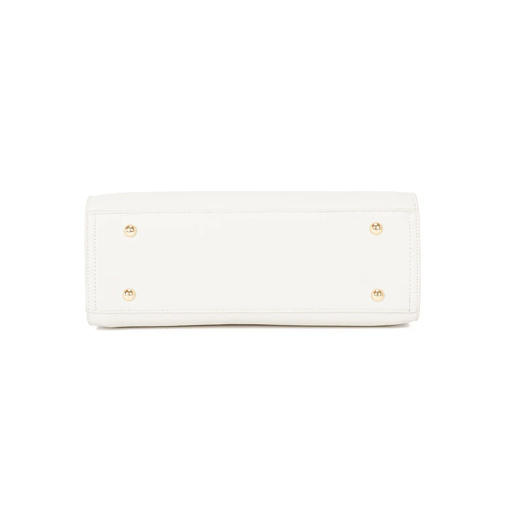 Dessous de l’Ariane blanc, base rectangulaire structurée en simili cuir grainé – réf. R-1973