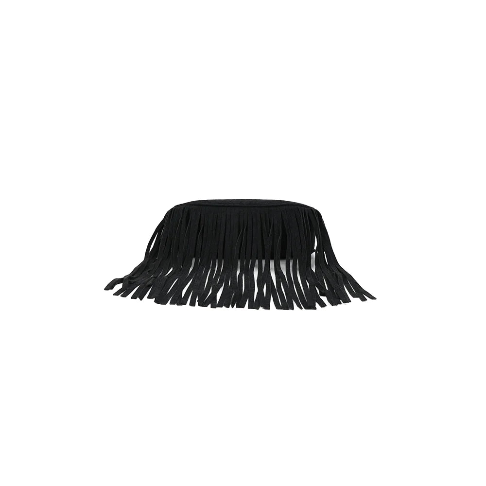 Dessous de l’Arizona Suédine noir, franges longues qui retombent librement sous le sac