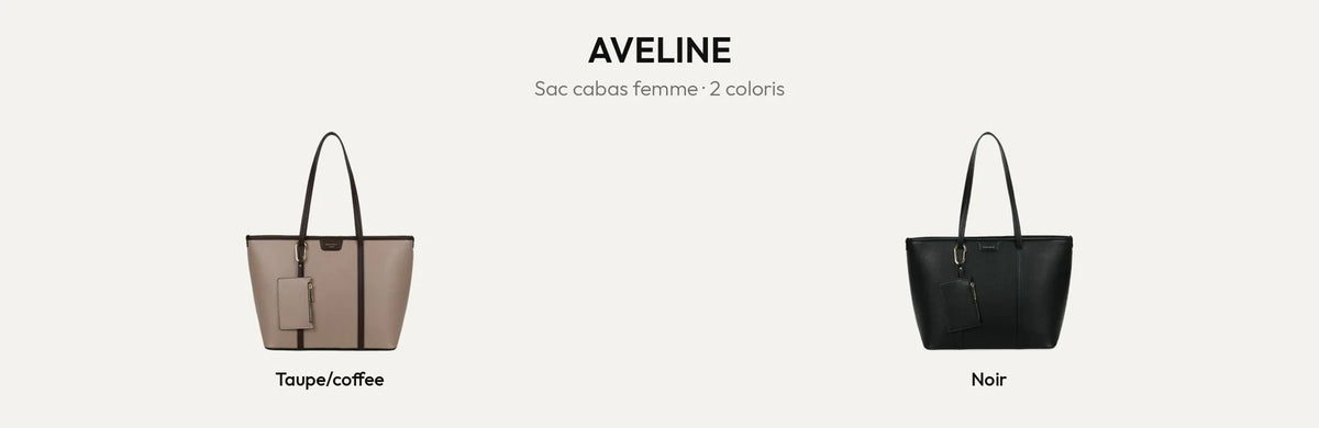 Sac cabas femme Aveline en Taupe/coffee et Noir – Gallantry Paris – réf. M-9442-2