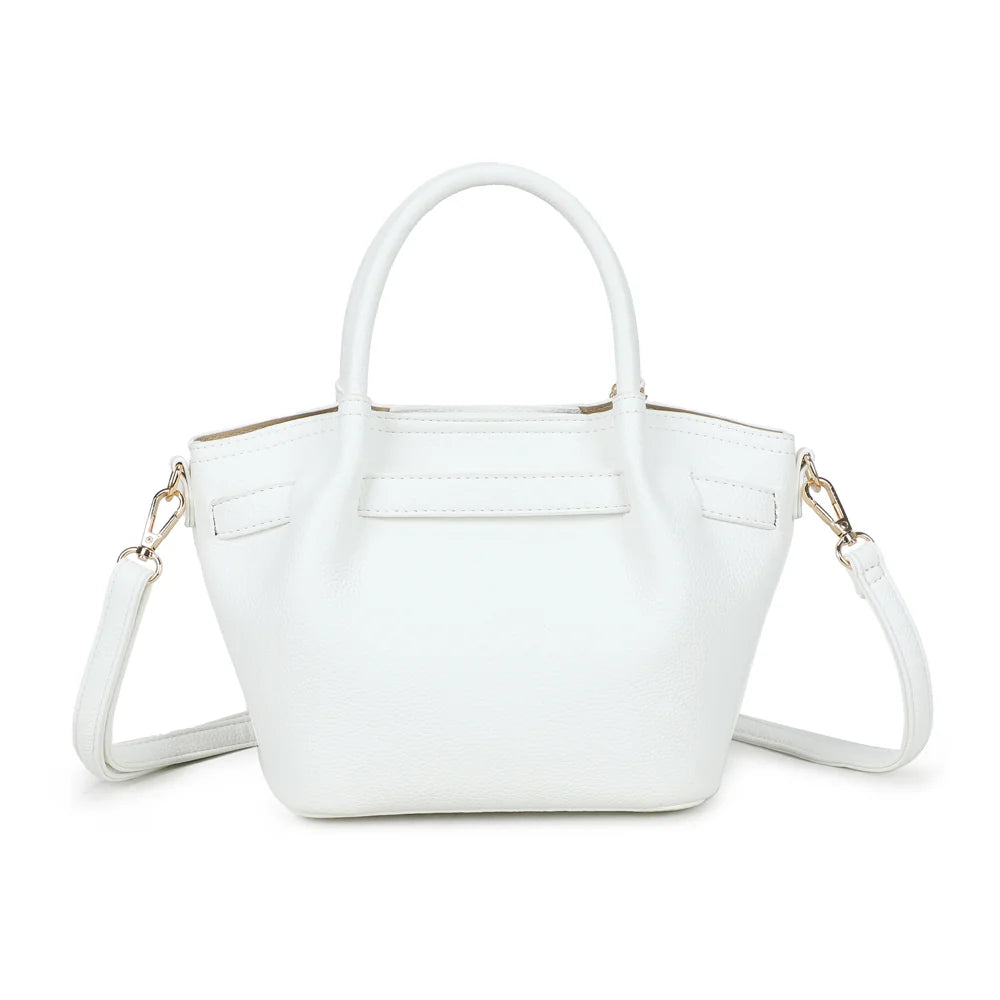 Dos du Blossom blanc : simili cuir grainé uni et pattes latérales rappelant la ceinture avant – réf. A-9149