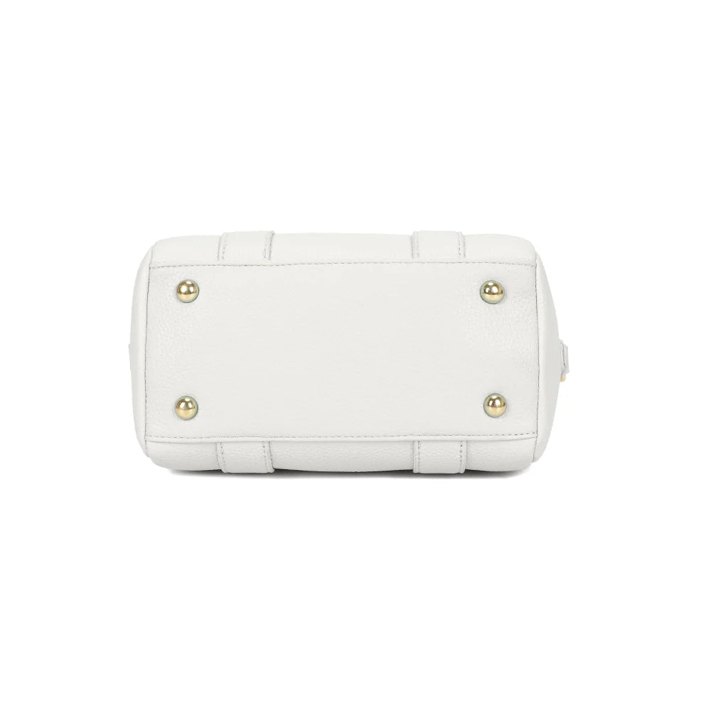 Dessous du Bowlbag mini blanc, doté de pieds en métal pour le protéger des surfaces – réf. R-1995
