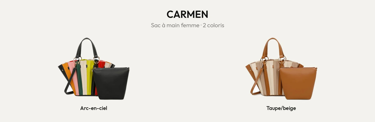 Sac à main femme Carmen plissé en éventail en coloris Arc-en-ciel et Taupe/Beige – Gallantry Paris – réf. DQ-8681