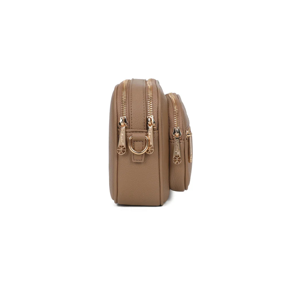 Profil du City Move taupe foncé : format compact de 7 cm de profondeur et anneau doré – réf. A-9163