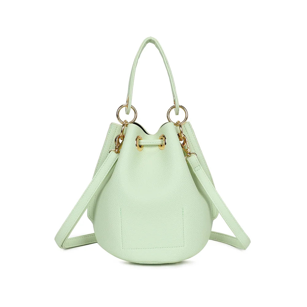 Dos du sac Éclat de Rêve vert clair, simili cuir grainé et bandoulière amovible – réf. KJ-62050