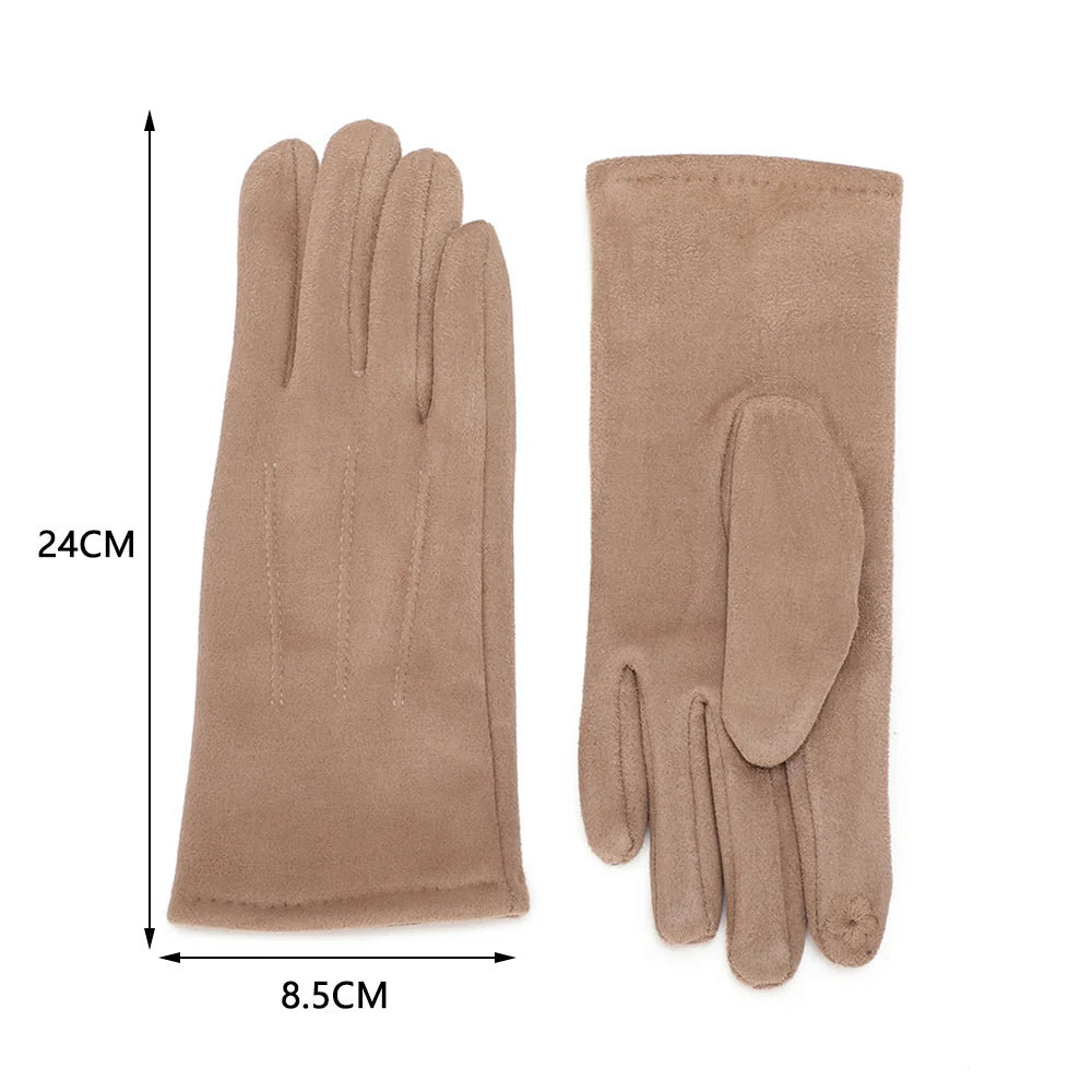 Élégance Velours kaki : gants taille unique de 24 cm de longueur et 8,5 cm de largeur – réf. HZ-77001
