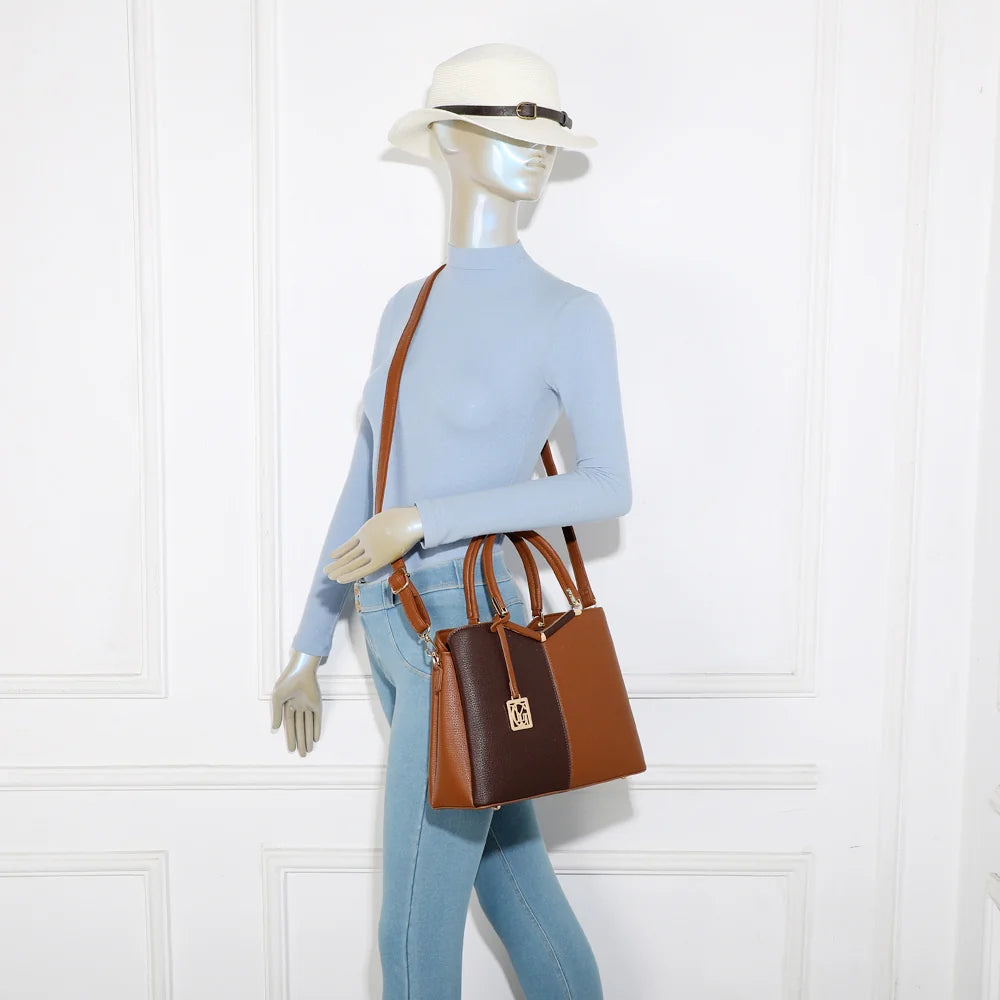Sac à main femme Élisa marron porté, un format pensé pour le bureau comme pour les sorties – réf. A-9130