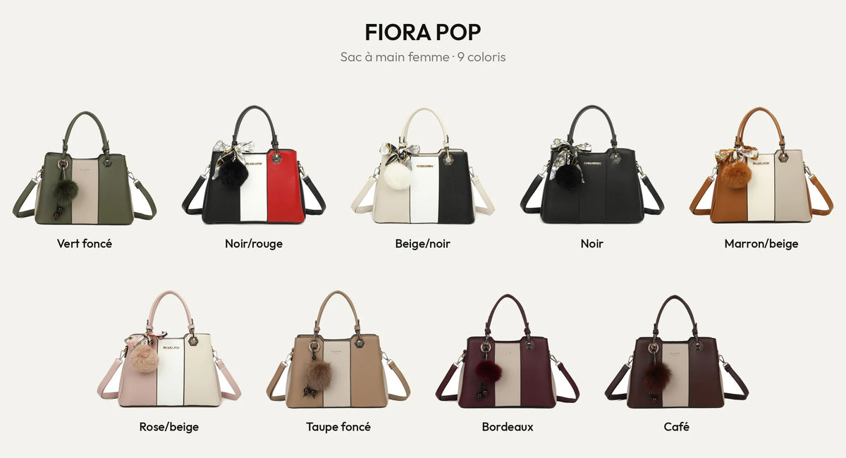 Sac à main femme Fiora Pop en 9 coloris – Gallantry Paris – réf. M-9354-3