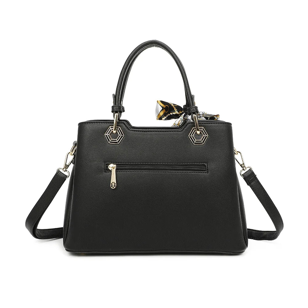 Dos du Fiora Pop noir/rouge : lignes épurées du simili cuir grainé et attaches des deux anses main – réf. M-9354-3