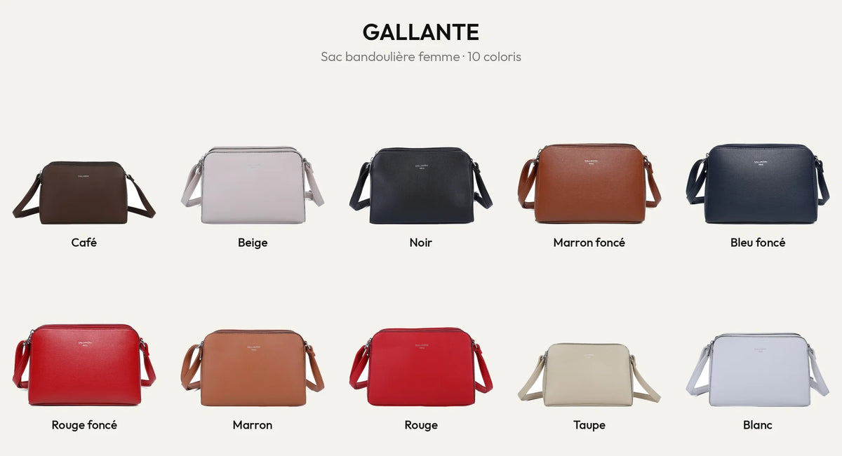 Le sac bandoulière Gallante dans ses 10 coloris – Gallantry Paris – réf. G-7432-2