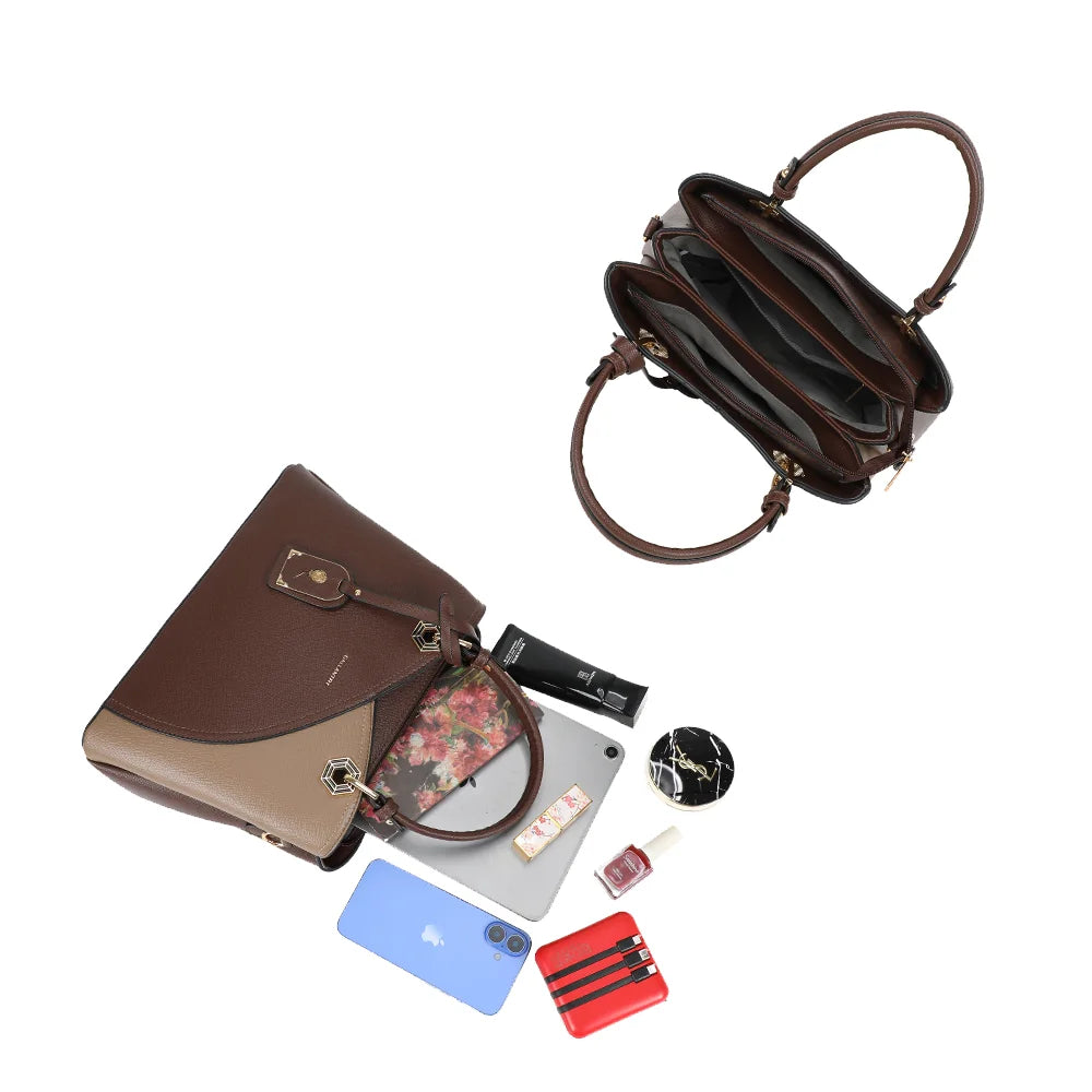 Intérieur de l’Harmonie Trio café : trois compartiments pour ranger téléphone, maquillage et tablette – réf. M-9431