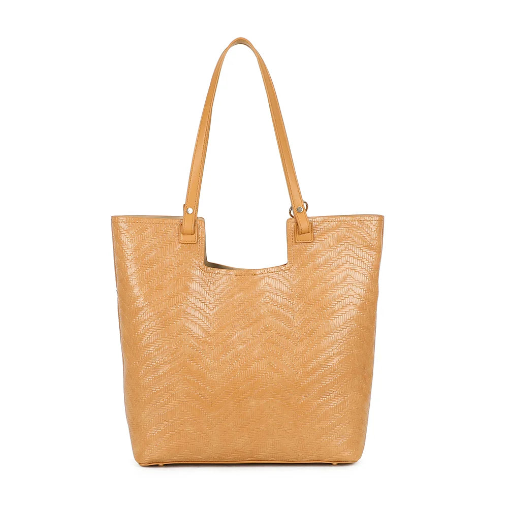 Dos du cabas Honey kaki, même texture tressée en chevrons sur toute la surface – réf. A-9159