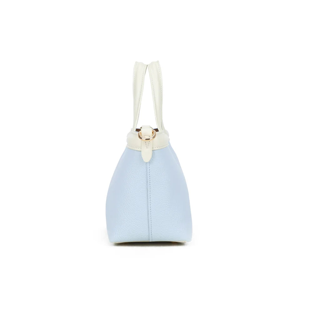 Profil du Horizon Duo bleu clair : anneau doré latéral pour accrocher la bandoulière amovible – réf. R-2038