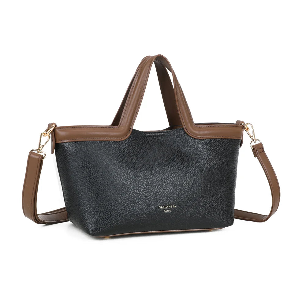 Horizon Duo noir vu de trois quarts : silhouette trapèze et bordure contrastante en haut du sac – réf. R-2038
