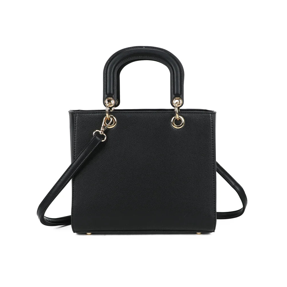Dos du sac Isalda noir, broderies et anneaux dorés qui retiennent les deux anses – réf. DQ-9443-8