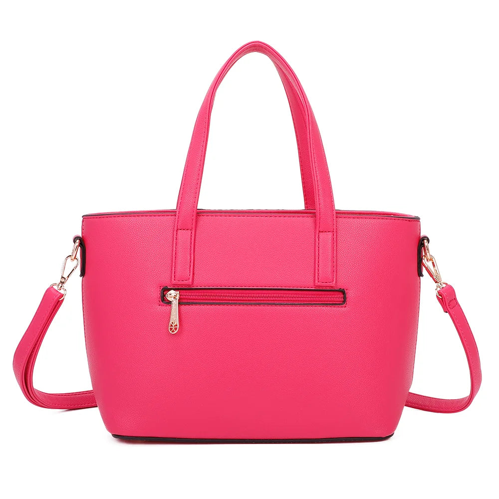 Dos de L’Ingénieuse Mini fuschia, avec les deux anses et les attaches de la bandoulière – réf. Z-9329-34