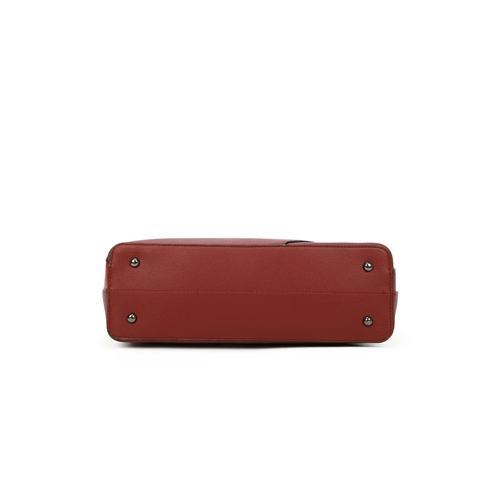 Dessous de L'ingénieuse rouge foncé, base équipée de pieds en métal protecteurs – réf. M-9329-36