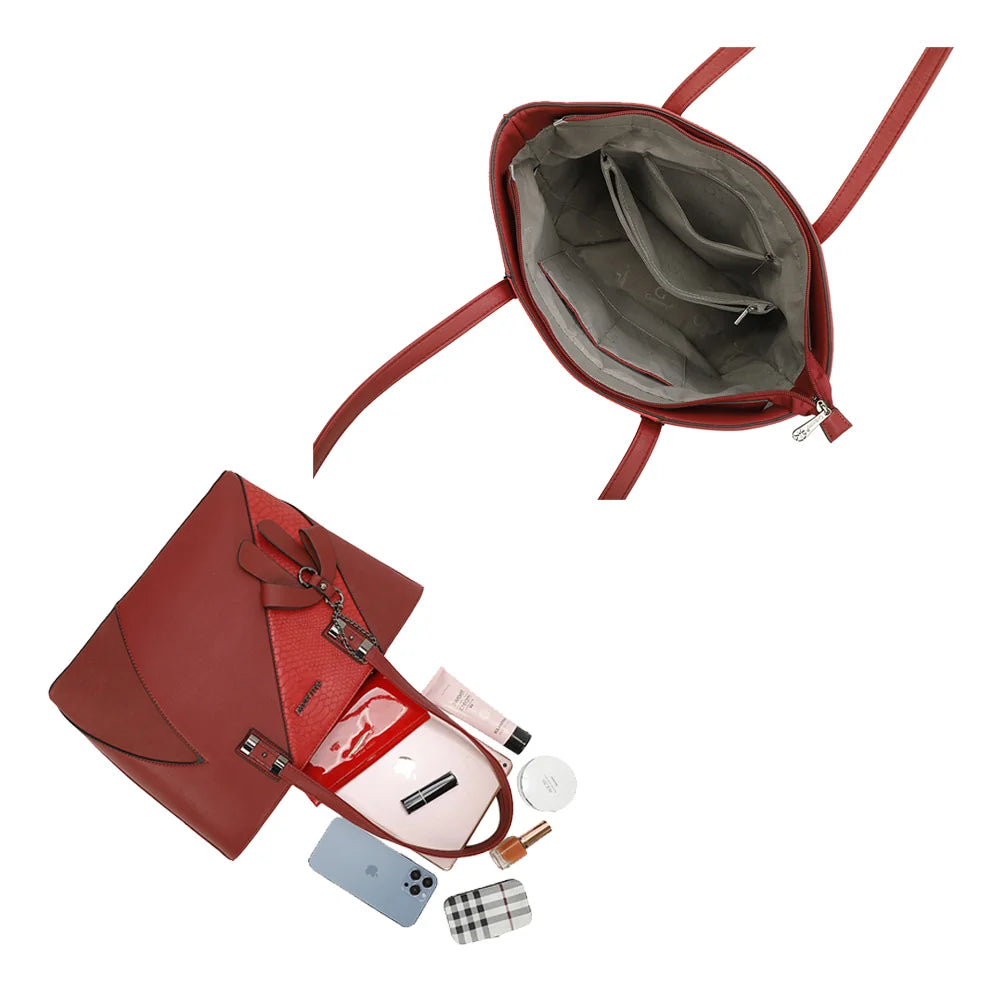 Intérieur zippé de L'ingénieuse rouge foncé, compartiments et poches pour ranger vos affaires – réf. M-9329-36