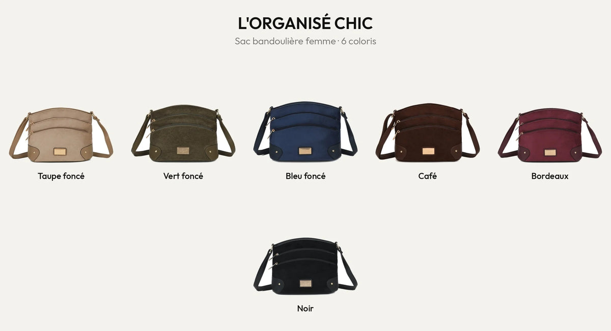 Sac bandoulière femme L'Organisé Chic en 6 coloris – Gallantry Paris – réf. M-9263-12