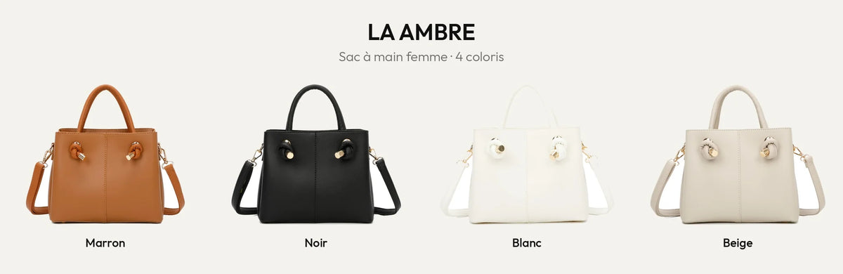 Sac à main femme La Ambre en marron, noir, blanc et beige – Gallantry Paris – réf. DQ-8662