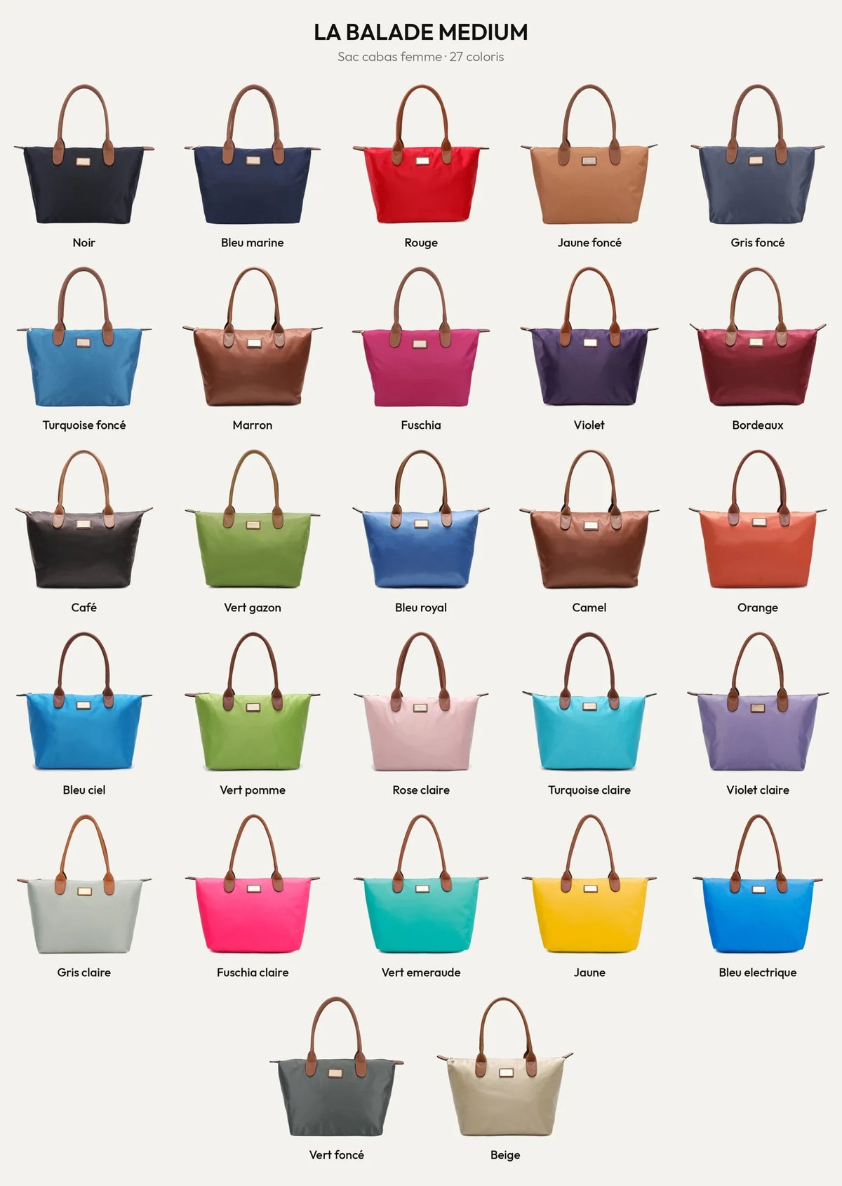 La Balade Medium, sac cabas femme en nylon, présenté dans ses différents coloris – Gallantry Paris – réf. Z-03