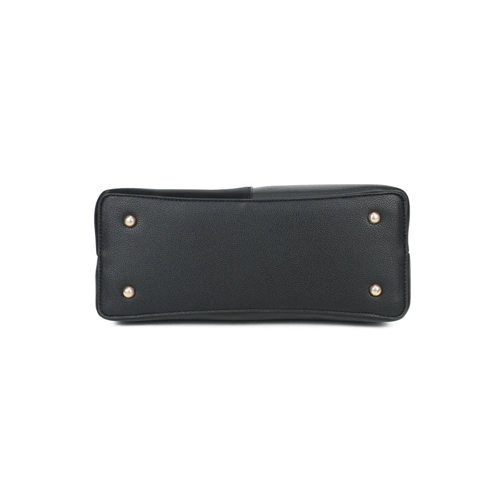 Dessous du sac La Bellamy noir, base plate et structurée qui tient bien posée – réf. G-7507-1