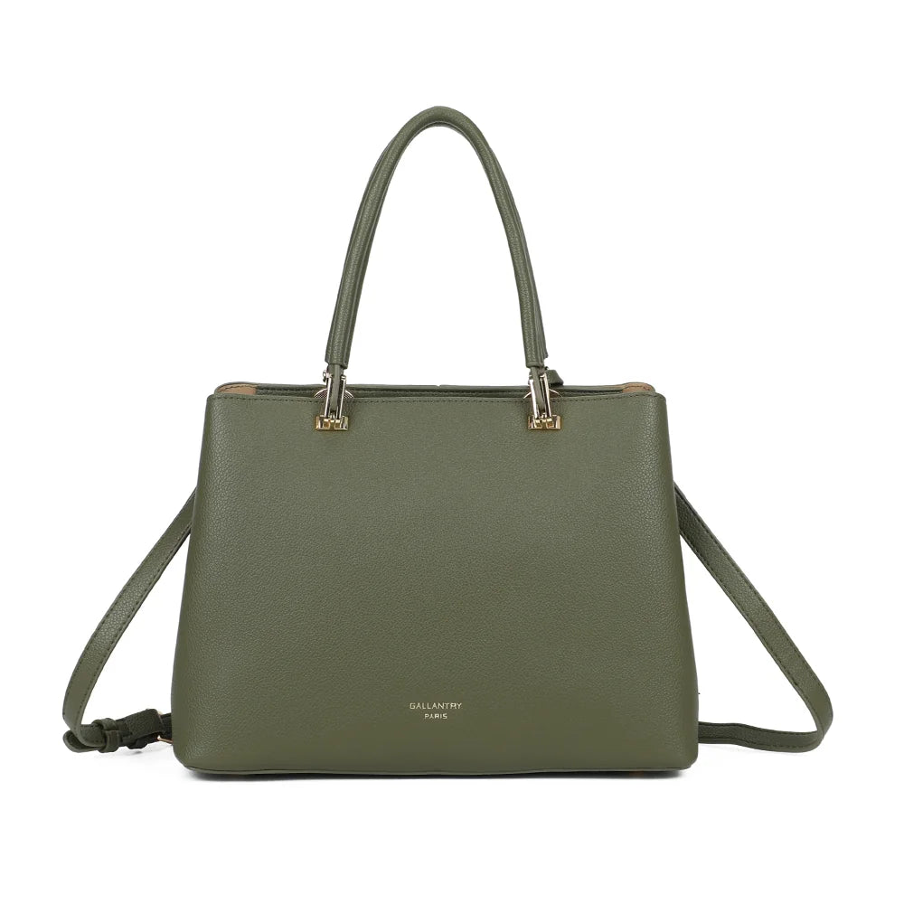 Dos du sac La Bellamy vert foncé, finition simili cuir grainé et attaches dorées – réf. G-7507-1