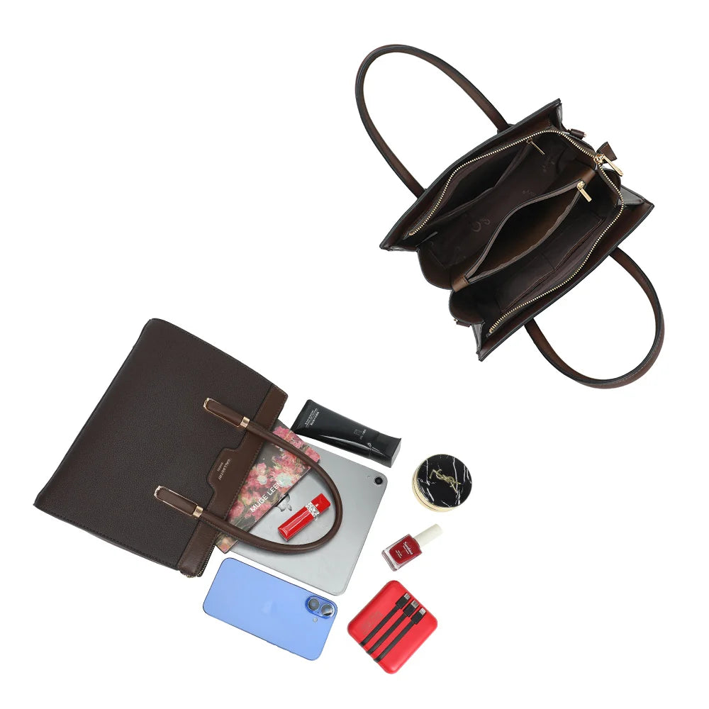 Intérieur de La Belléa café : plusieurs compartiments, fermeture zippée, place pour une tablette – réf. M-9463