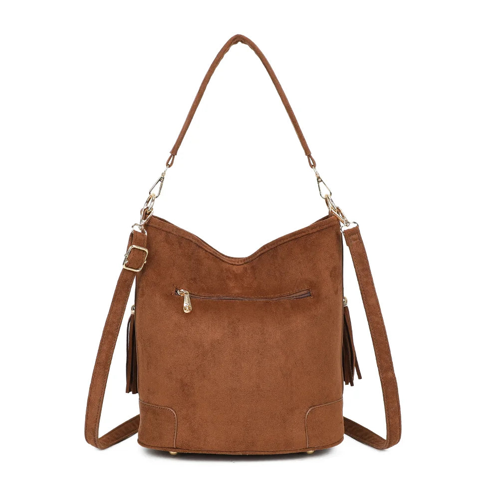 Dos du sac La Bohème Élégante marron foncé, suédine veloutée et coins renforcés surpiqués – réf. M-9271-9