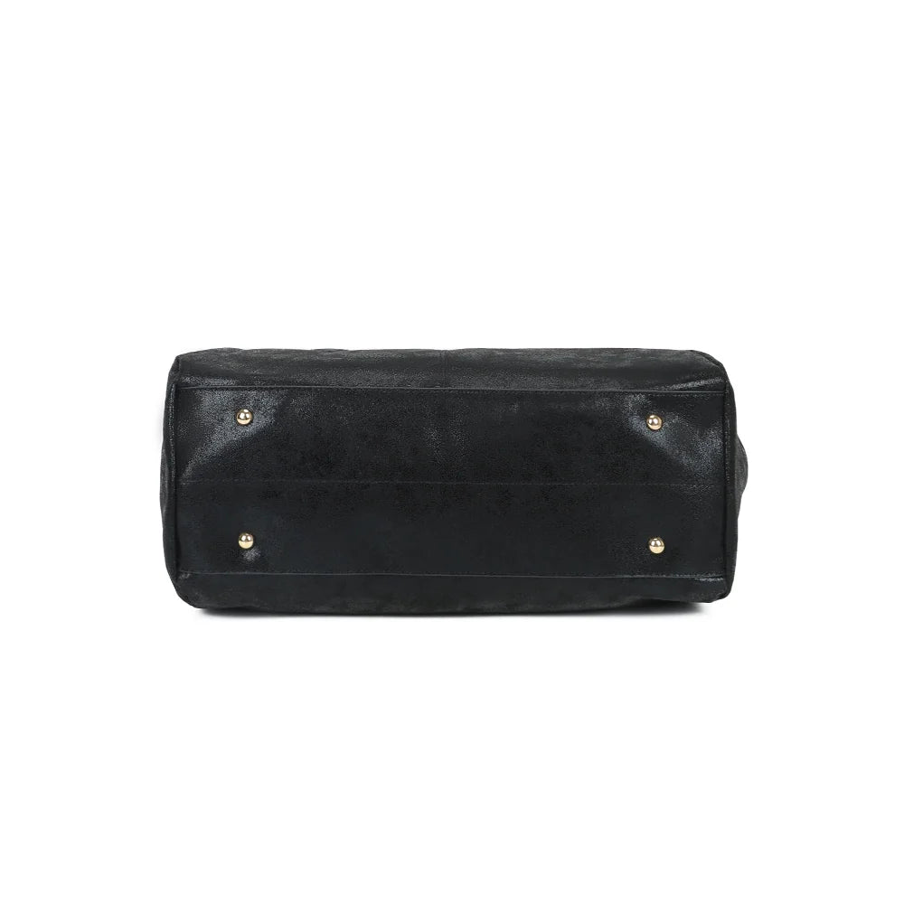 Dessous du cabas La Boréale noir, une silhouette généreuse de 13 cm de profondeur – réf. R-62080-3-AIR