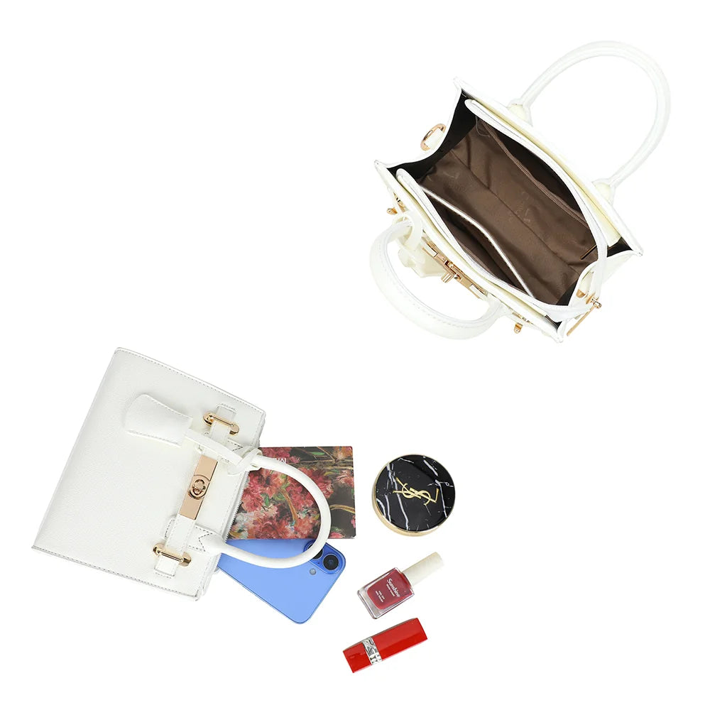 Intérieur compartimenté de La Colette blanc avec fermeture zippée, pour le téléphone et les essentiels – réf. R-2059