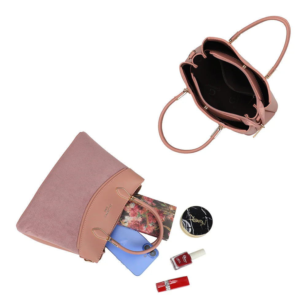 Intérieur de La Cyrielle rose foncé : compartiments et poche centrale zippée pour les essentiels – réf. A-9178-1