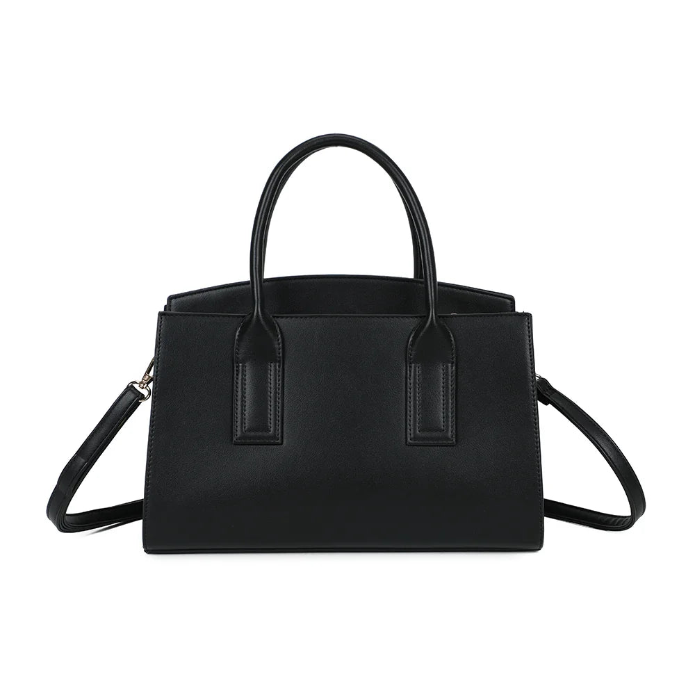 Dos de La Déliane noir, surface synthétique lisse et deux anses arrondies ton sur ton – réf. LS-76004
