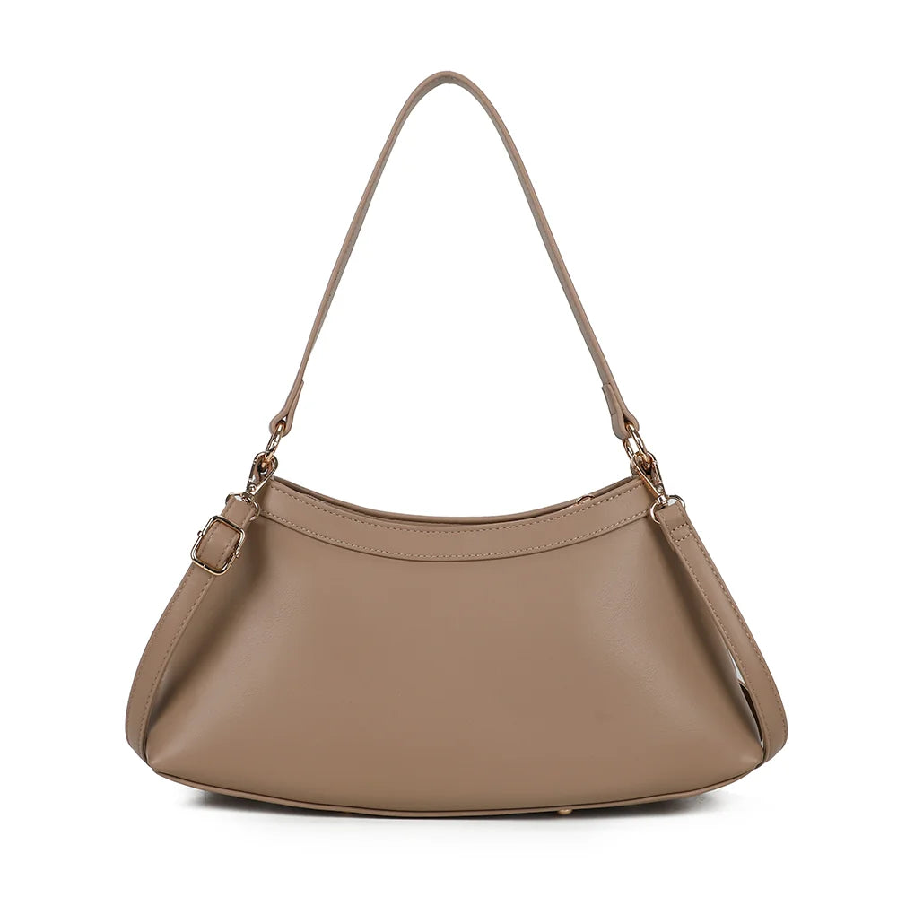 Dos du sac La Écaille taupe foncé, habillé des mêmes empiècements arrondis que la face avant – réf. G-7517