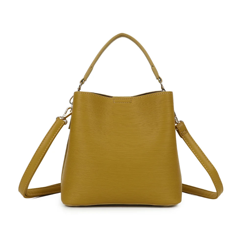 Dos du sac La Elysane jaune foncé, surface synthétique à la texture striée et angles renforcés – réf. KJ-62106