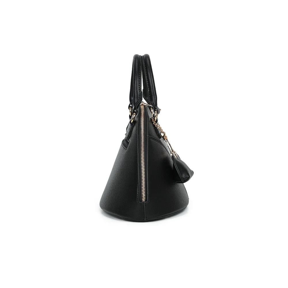 Profil de La Éminence noir : fermeture zippée qui suit l’arrondi du sac, 16 cm de profondeur – réf. DQ-8738