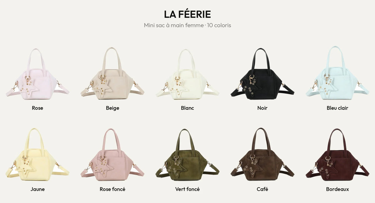 Mini sac à main La Féerie en 10 coloris avec porte-clés étoile doré – Gallantry Paris – réf. R-2052