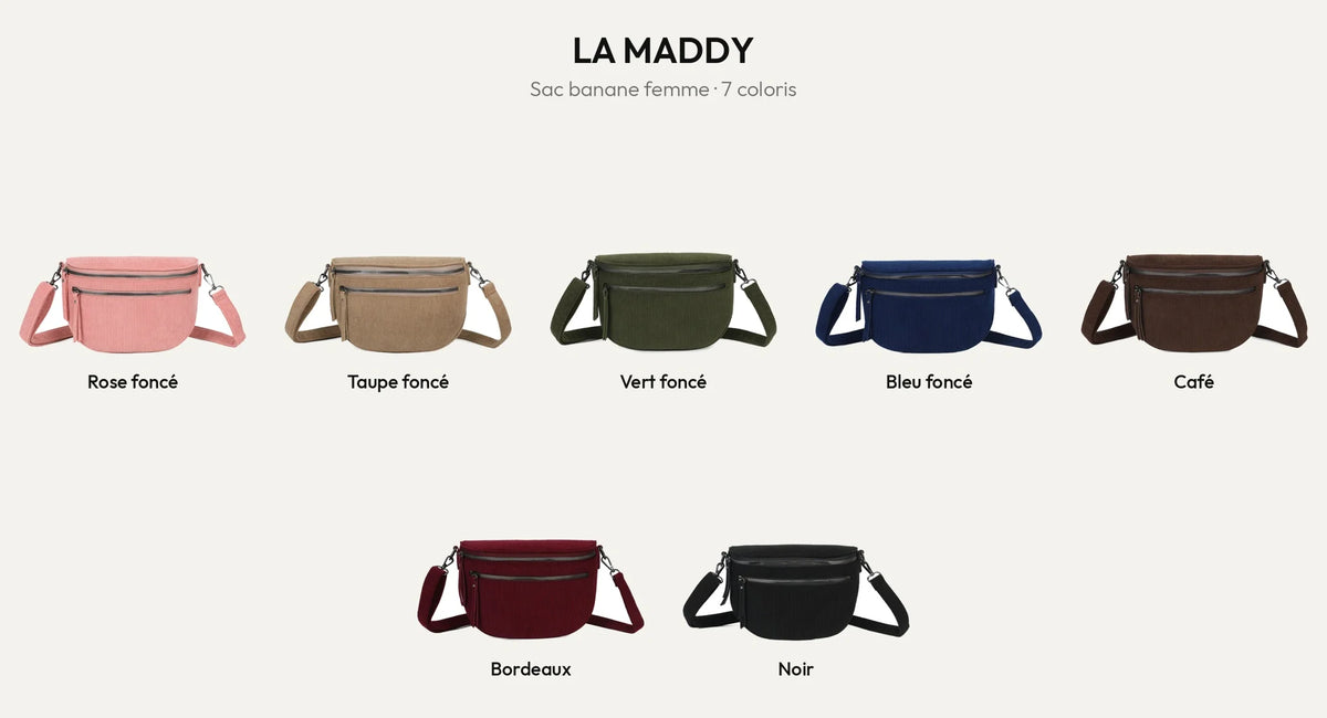 Sac banane La Maddy en velours côtelé, les 7 coloris – Gallantry Paris – réf. Z-83051-10