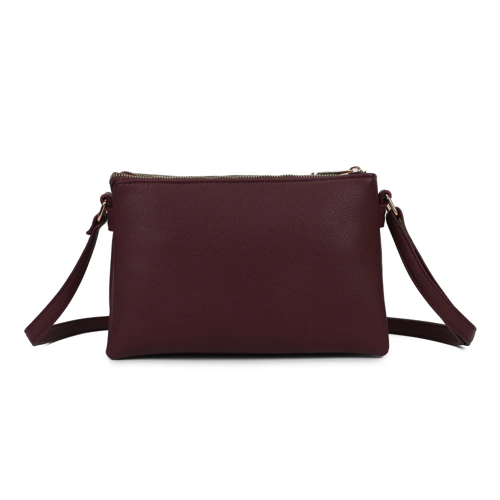 Dos de La Méline bordeaux en simili cuir grainé, avec sa bandoulière réglable à boucle dorée – réf. A-9175
