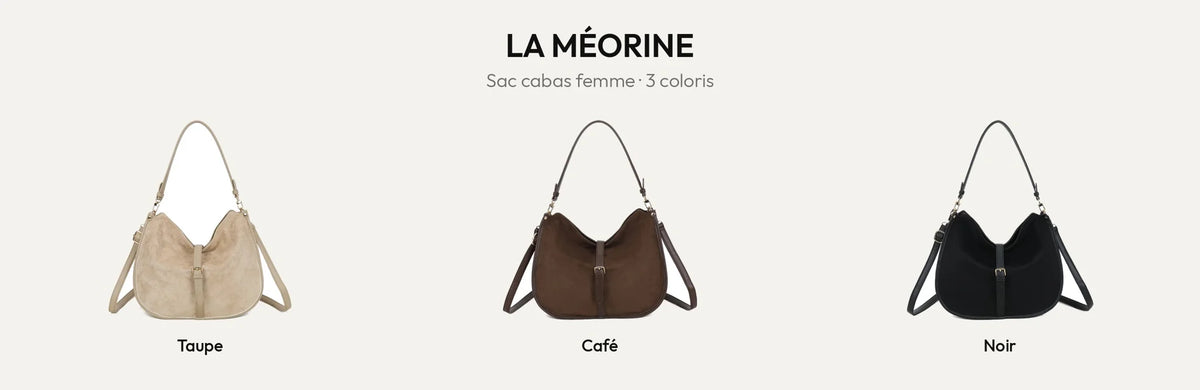 Sac cabas femme La Méorine effet suédé en Taupe, Coffee et Noir – Gallantry Paris – réf. JC-53001