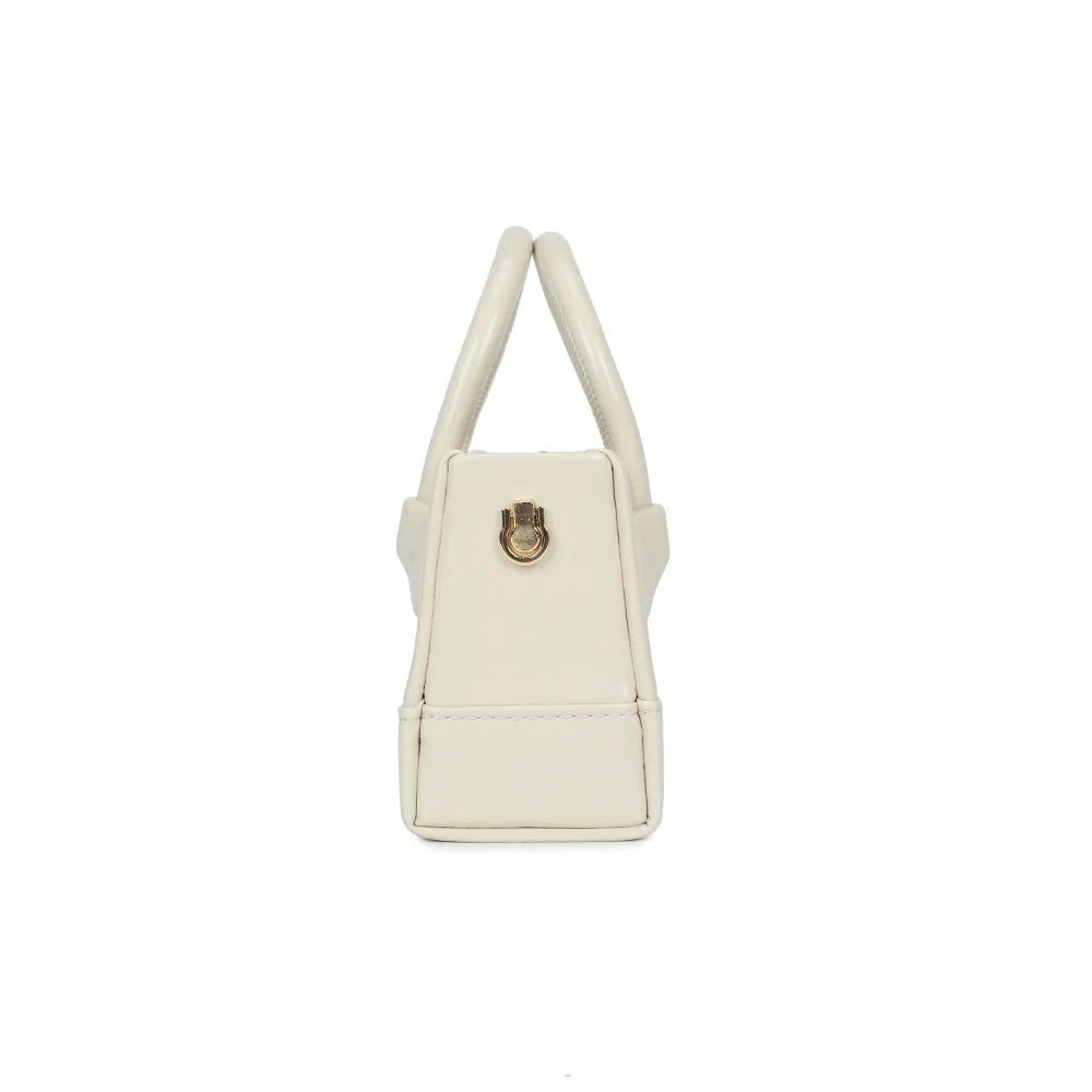 Profil du La Mona beige : 7 cm de profondeur et anneau doré pour accrocher la fine chaîne – réf. YL-26025