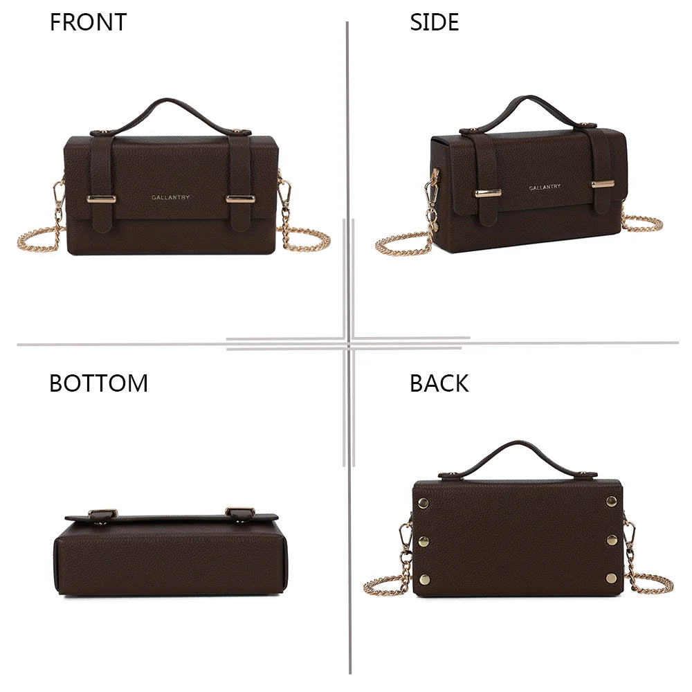 La Pomone en coffee sous tous les angles : face, côté, dessous et dos de ce petit sac boîte – réf. MW-24001-1