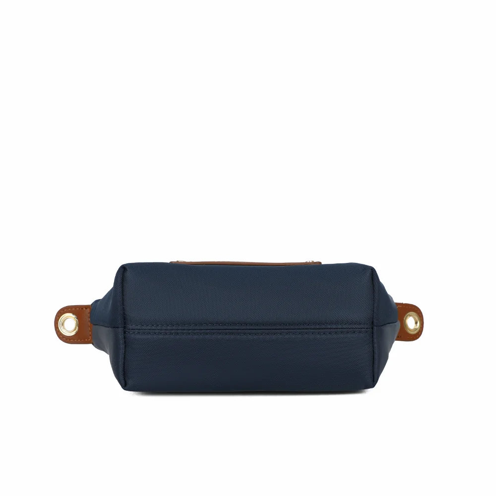 Dessous de La Romane bleu foncé en toile synthétique, une base compacte pour un sac de 18 cm – réf. Z-05-6
