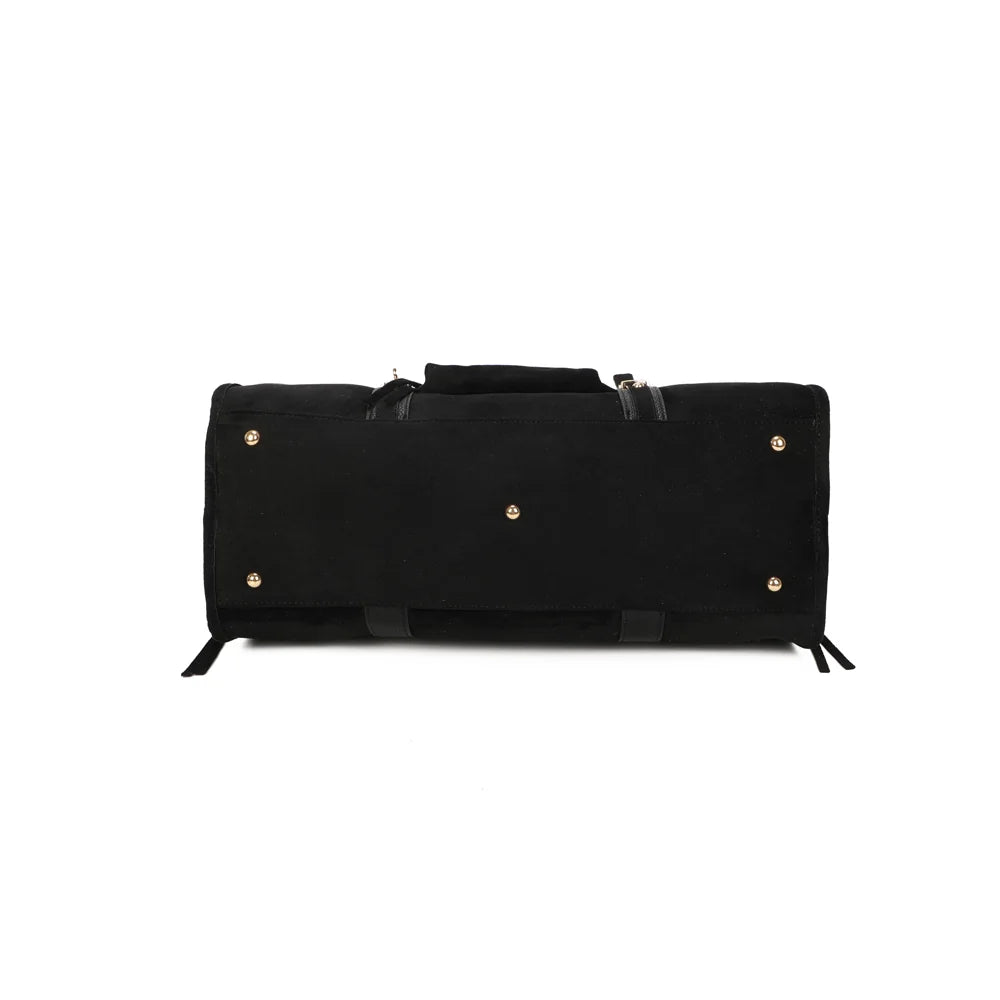 Dessous de La Skyla XL Suède noir : base large de 45 × 15 cm posée sur pieds métalliques – réf. M-1979-7B