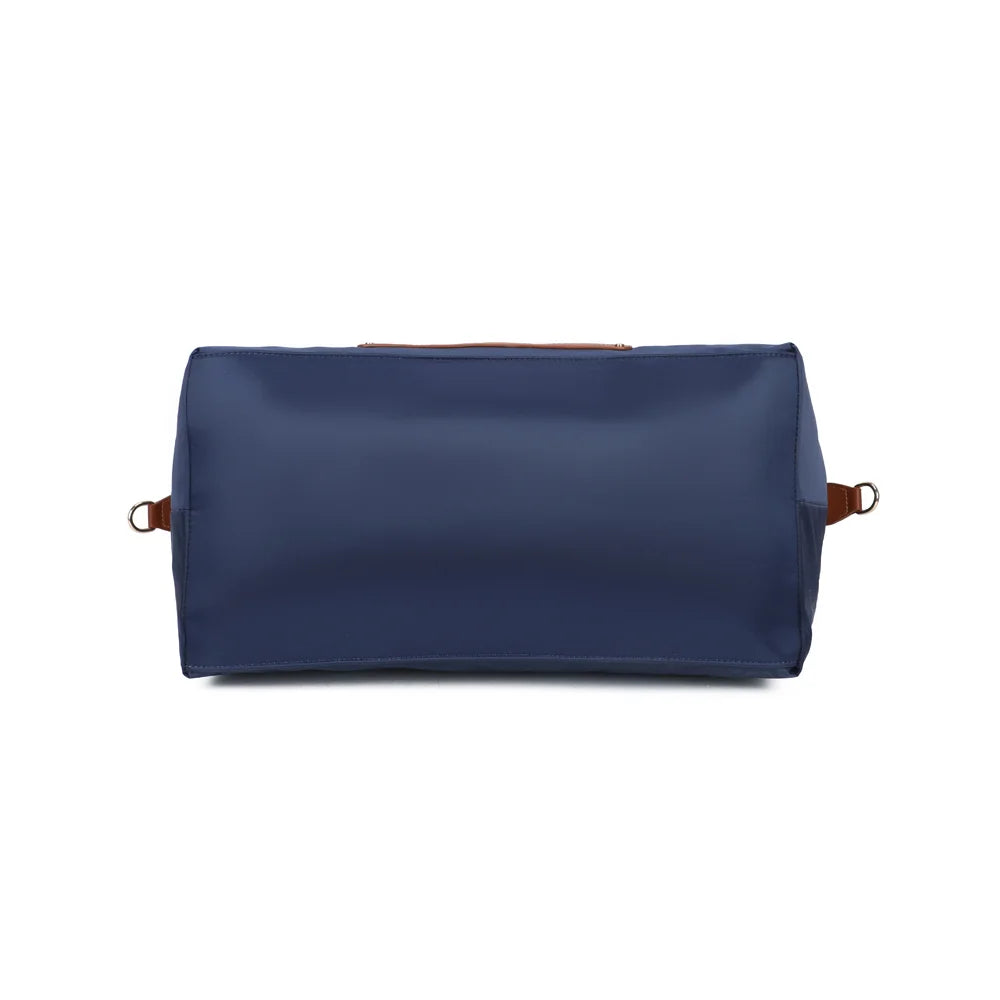 Vue du dessous de La Vadrouille Chic bleu foncé, pour apprécier la profondeur du grand cabas – réf. Z-04-1