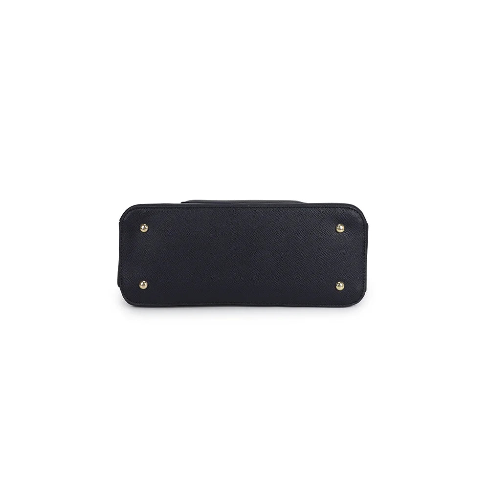 Dessous de La Valdine bleu foncé, base structurée qui garde au sac sa belle tenue – réf. M-9464
