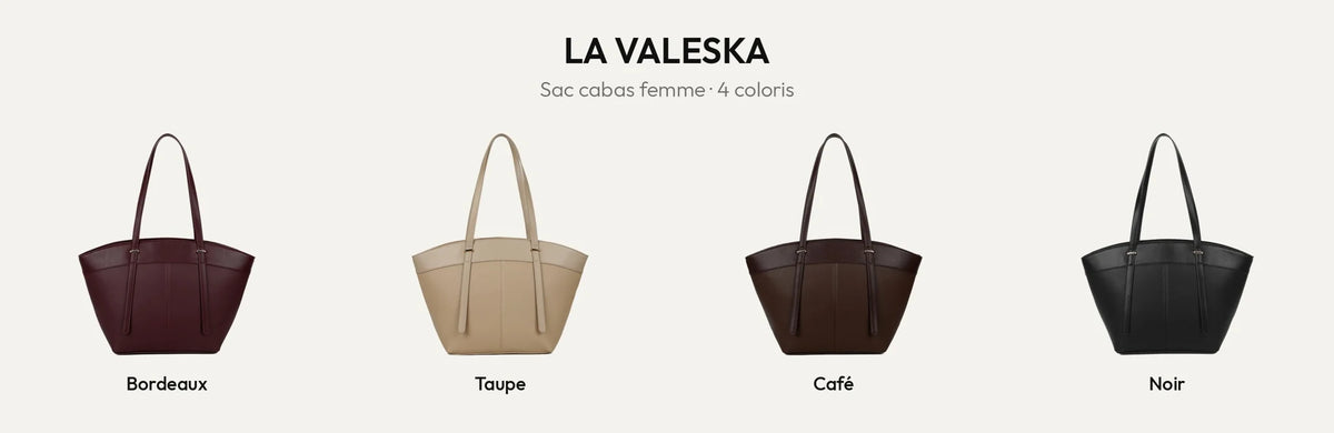 Sac cabas femme La Valeska en simili cuir grainé, coloris Bordeaux, Taupe, Coffee et Noir – Gallantry Paris – réf. KJ-62109